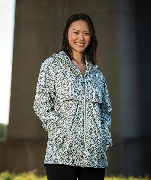 NEW RAIN JACKET - GREY SNOW LEOPARD