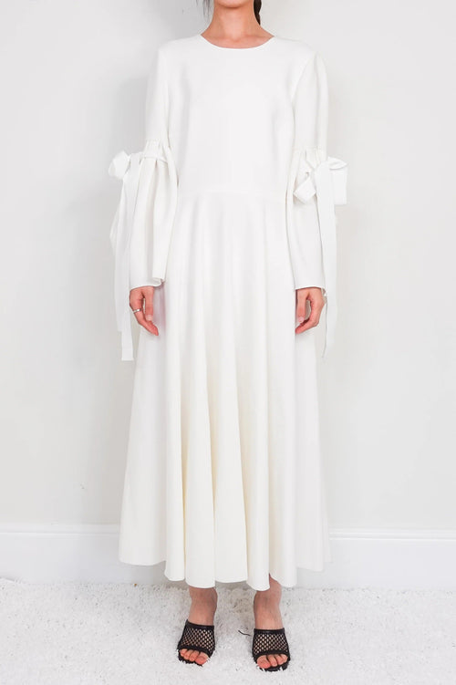 Midi white dress crepe