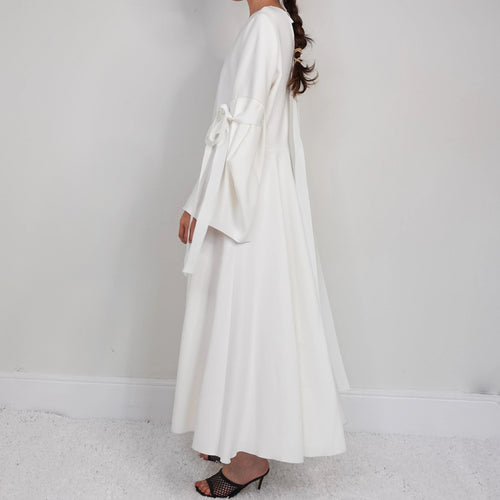 Midi white dress crepe