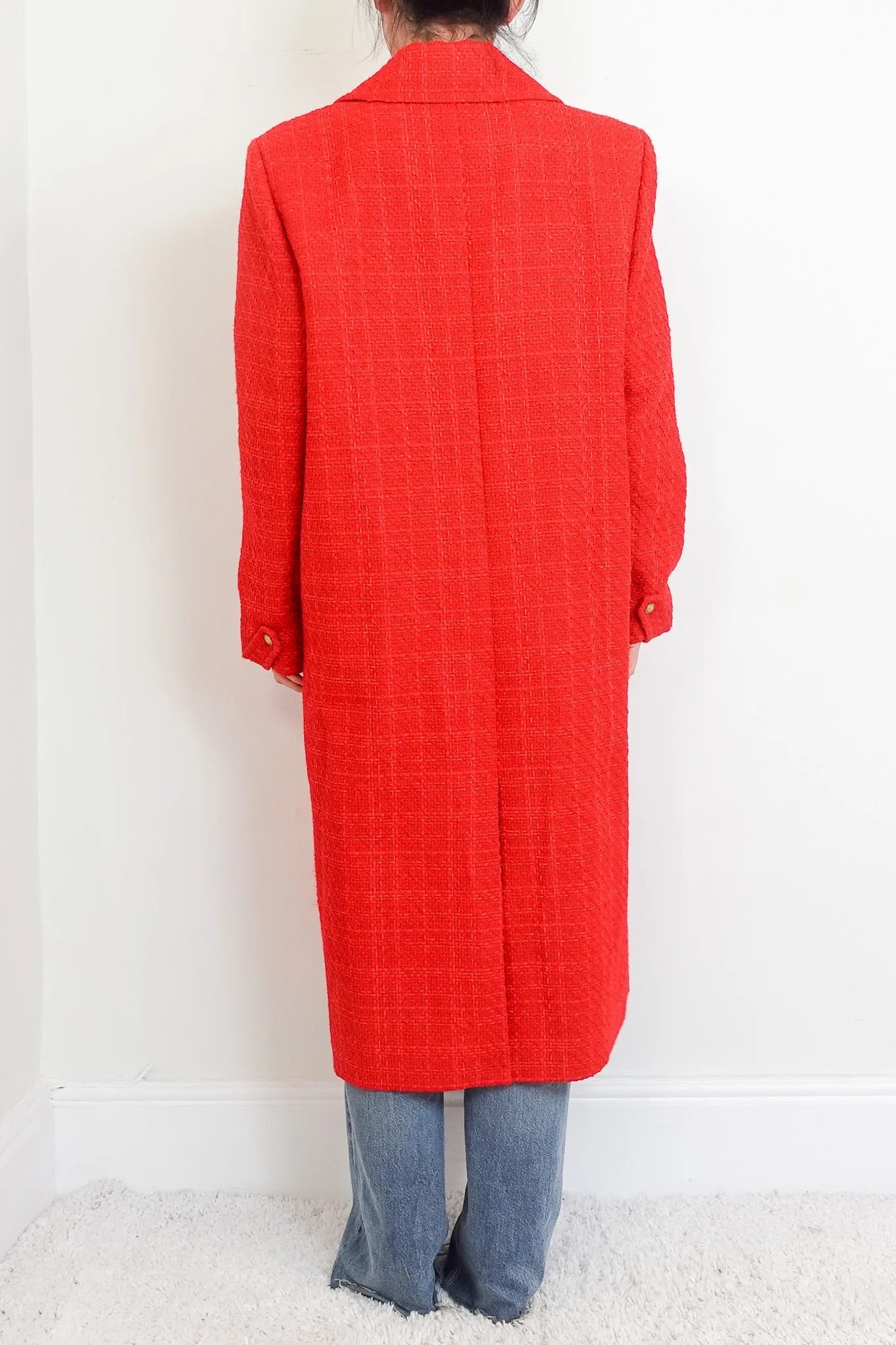 Red boucle coat