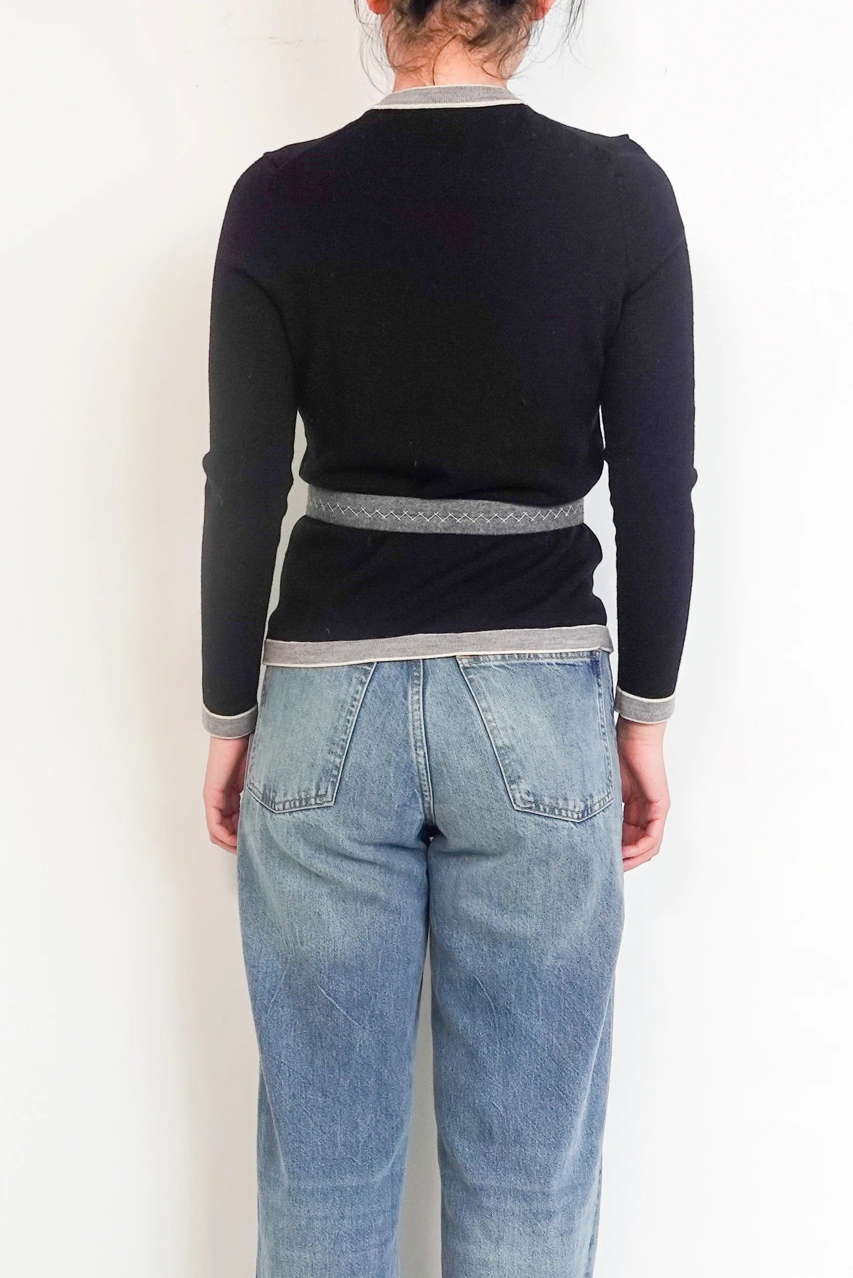 Grey & Black Belted Cardigan